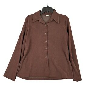 Caribou New York Shirt Womens M Button Front Minimalist Quiet Luxury Vintage